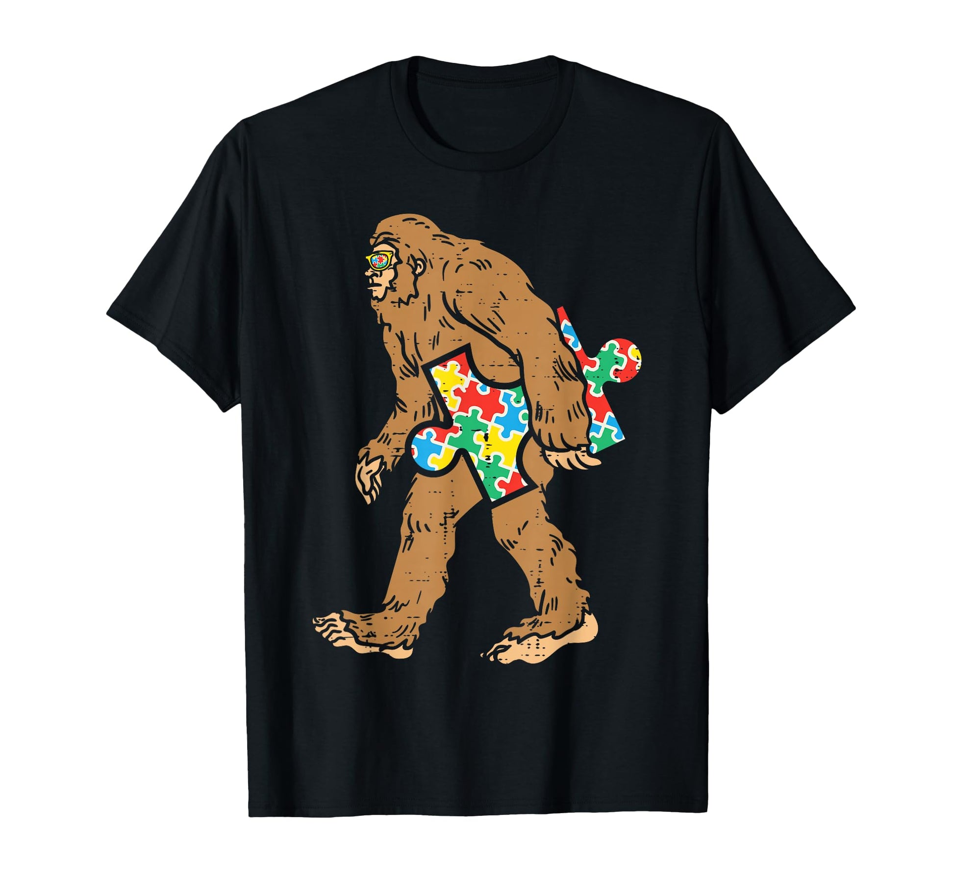 Bigfoot Sasquatch Carrying Puzzle T-Shirt - Fun Novelty Design for Adults - T-Shirt, Sweatshirt, Hoodie