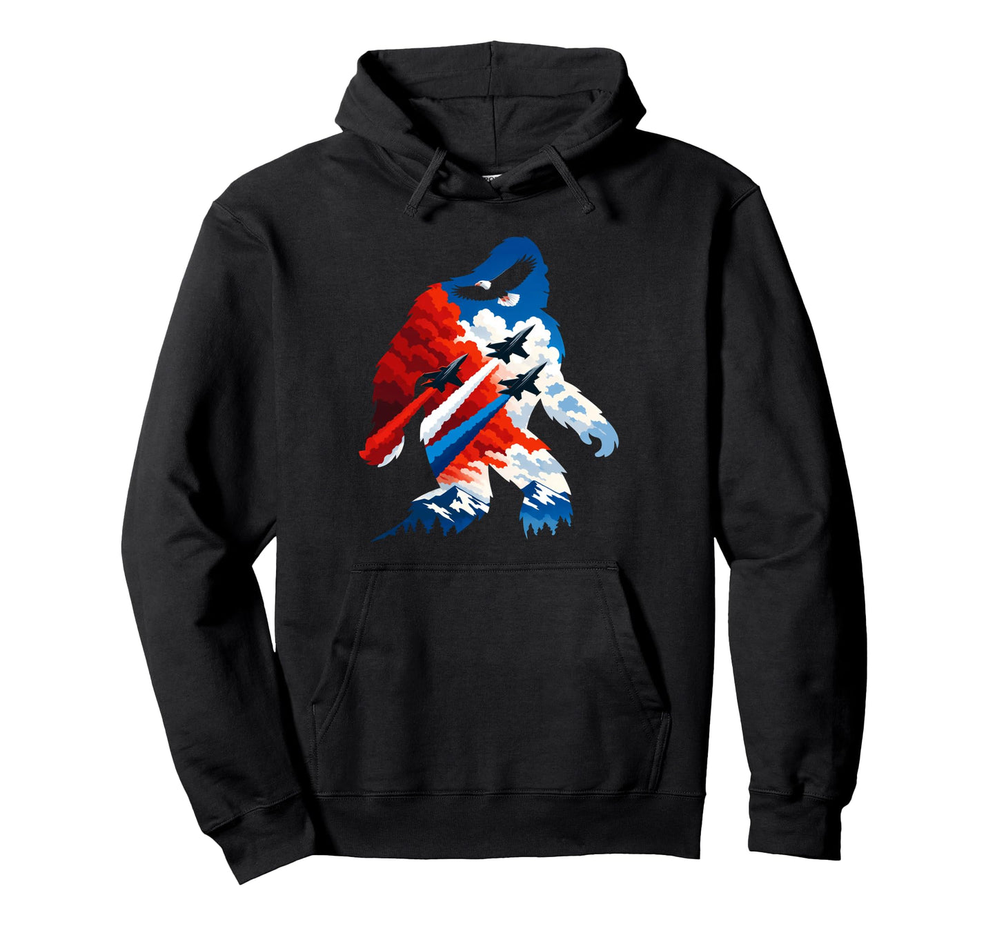 Bigfoot Eagle Jets Usa 250 Years Usa Hoodie - Minimalist Print for Adults - T-Shirt, Sweatshirt, Hoodie