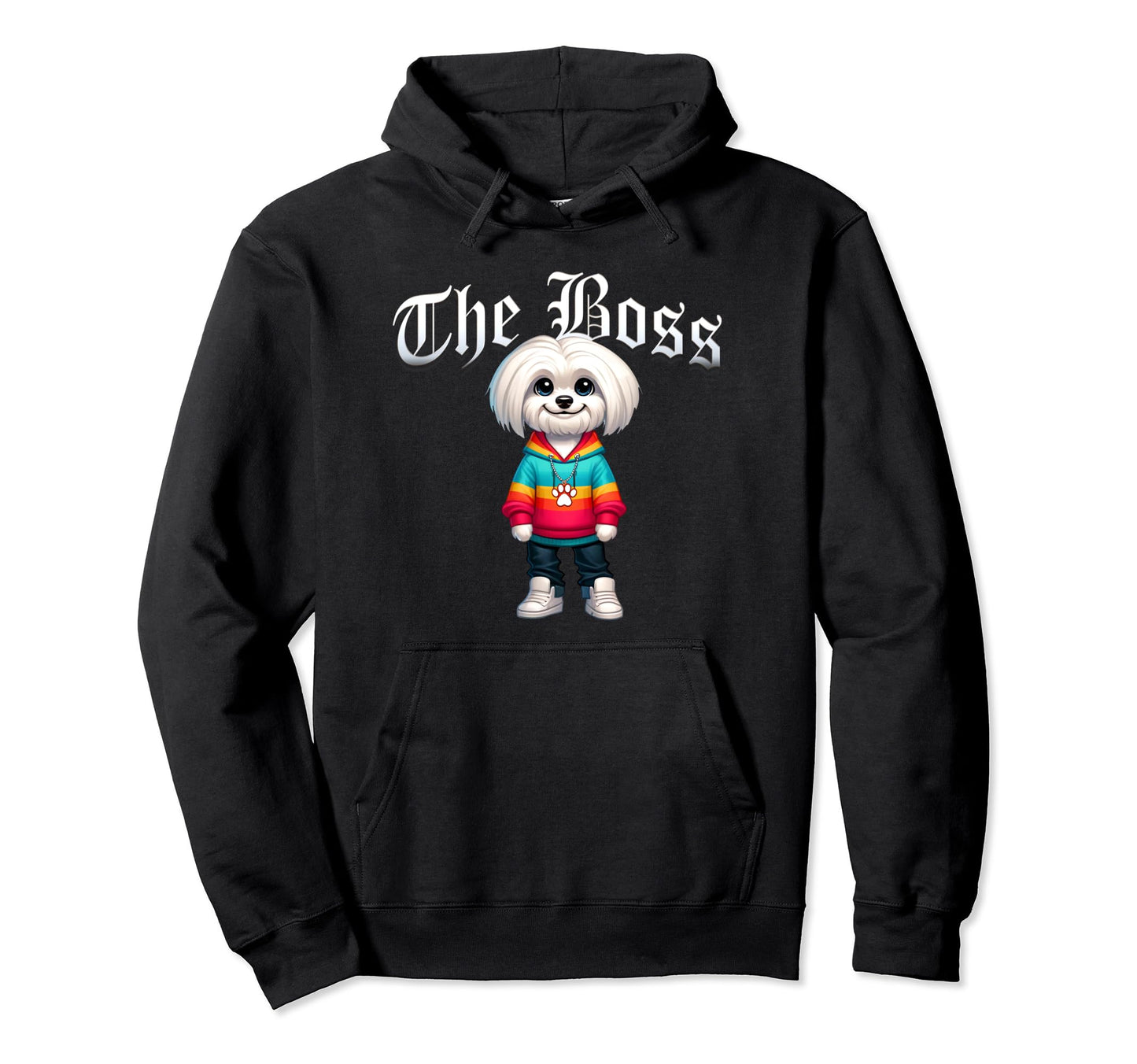 Maltese Dog Boss Jacket Outfit Dog Hoodie - Fun Novelty Design for Adults - T-Shirt, Sweatshirt, Hoodie