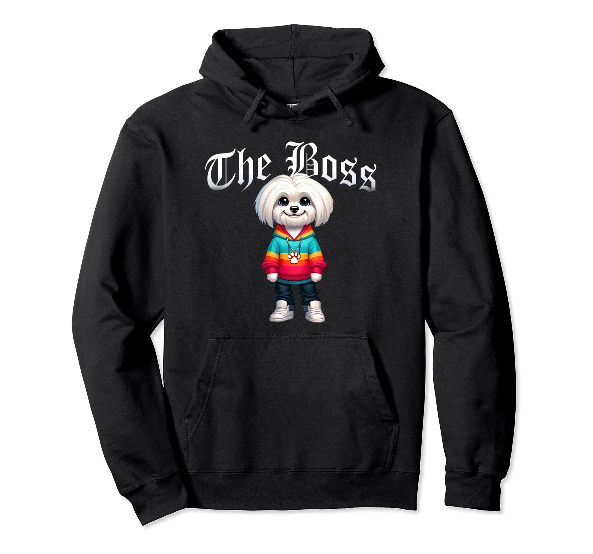 Maltese Dog Boss Jacket Outfit Dog Hoodie - Fun Novelty Design for Adults - T-Shirt, Sweatshirt, Hoodie