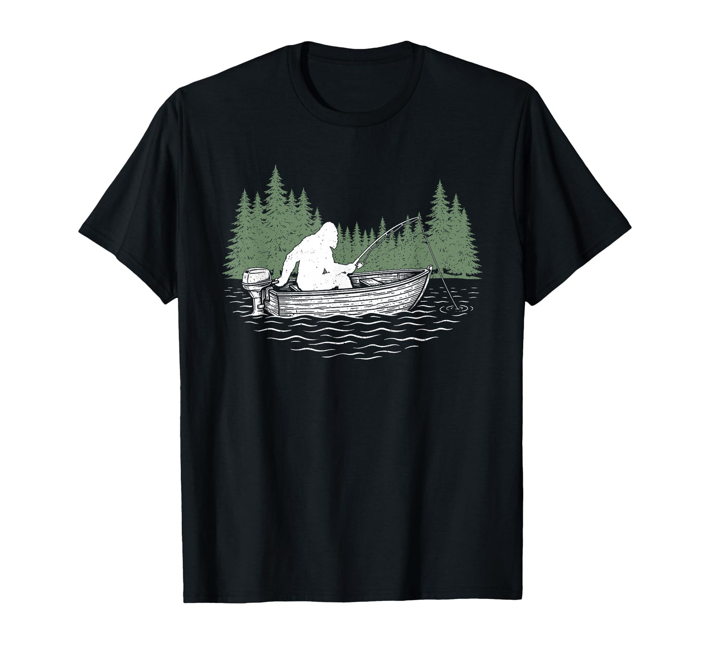 Bigfoot Sasquatch Fishing Dad Camping T-Shirt - Minimalist Print Men Women - T-Shirt, Sweatshirt, Hoodie