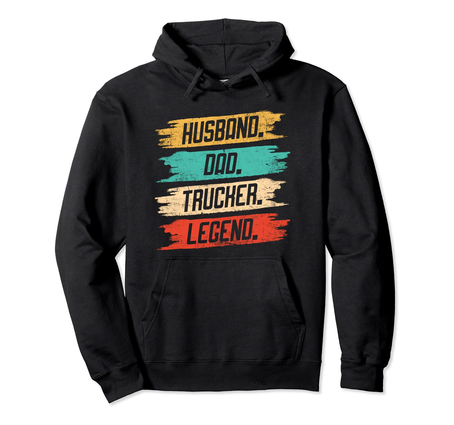 Husban Dad Trucker Legend Distressed Hoodie - Fun Novelty Design for Adults - T-Shirt, Sweatshirt, Hoodie