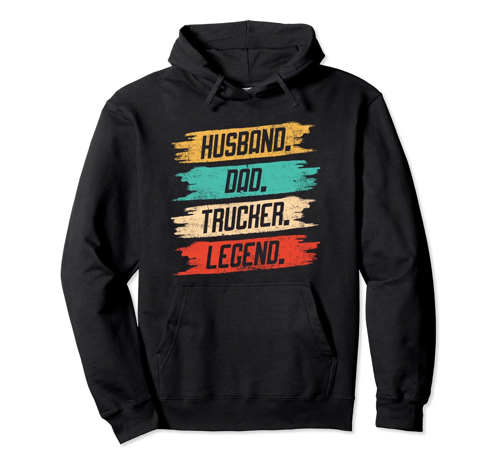 Husban Dad Trucker Legend Distressed Hoodie - Fun Novelty Design for Adults - T-Shirt, Sweatshirt, Hoodie