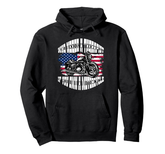 Biker Dad American Us Flag Hoodie - Fun Novelty Design for Adults - T-Shirt, Sweatshirt, Hoodie