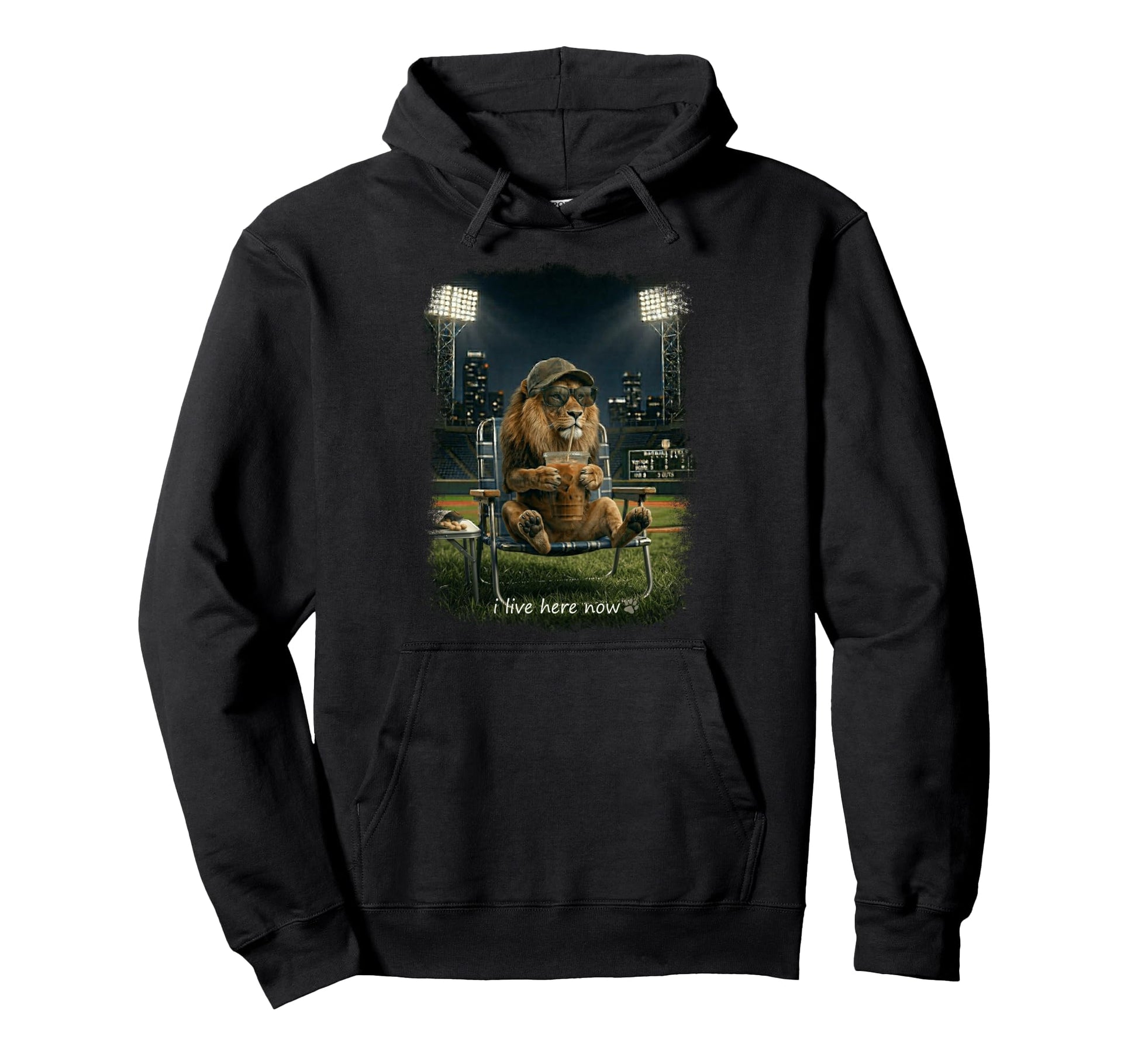 Funny Lion Ballfield Baseball Field I Hoodie - Trendy Graphic for Adults - T-Shirt, Sweatshirt, Hoodie