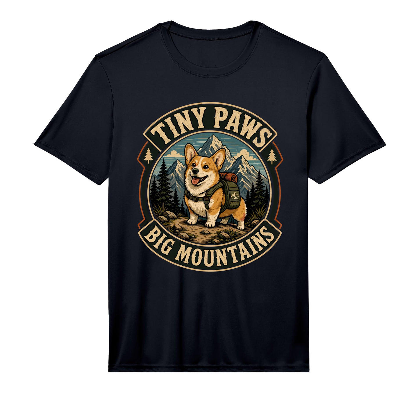 Corgi Hiking Tiny Paws Big Mountains T-Shirt - Novelty Apparel Men Women - T-Shirt, Sweatshirt, Hoodie