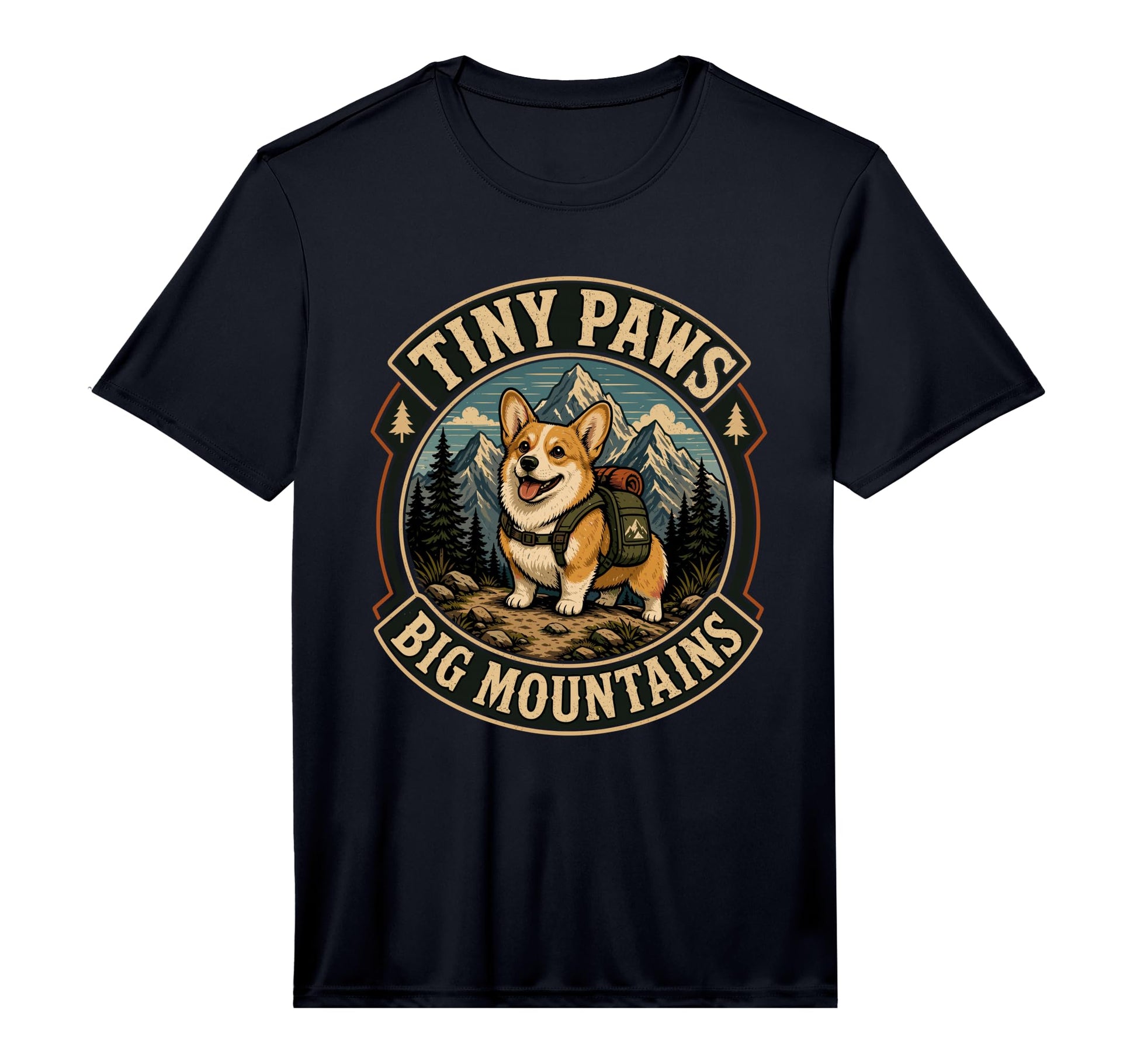 Corgi Hiking Tiny Paws Big Mountains T-Shirt - Novelty Apparel Men Women - T-Shirt, Sweatshirt, Hoodie