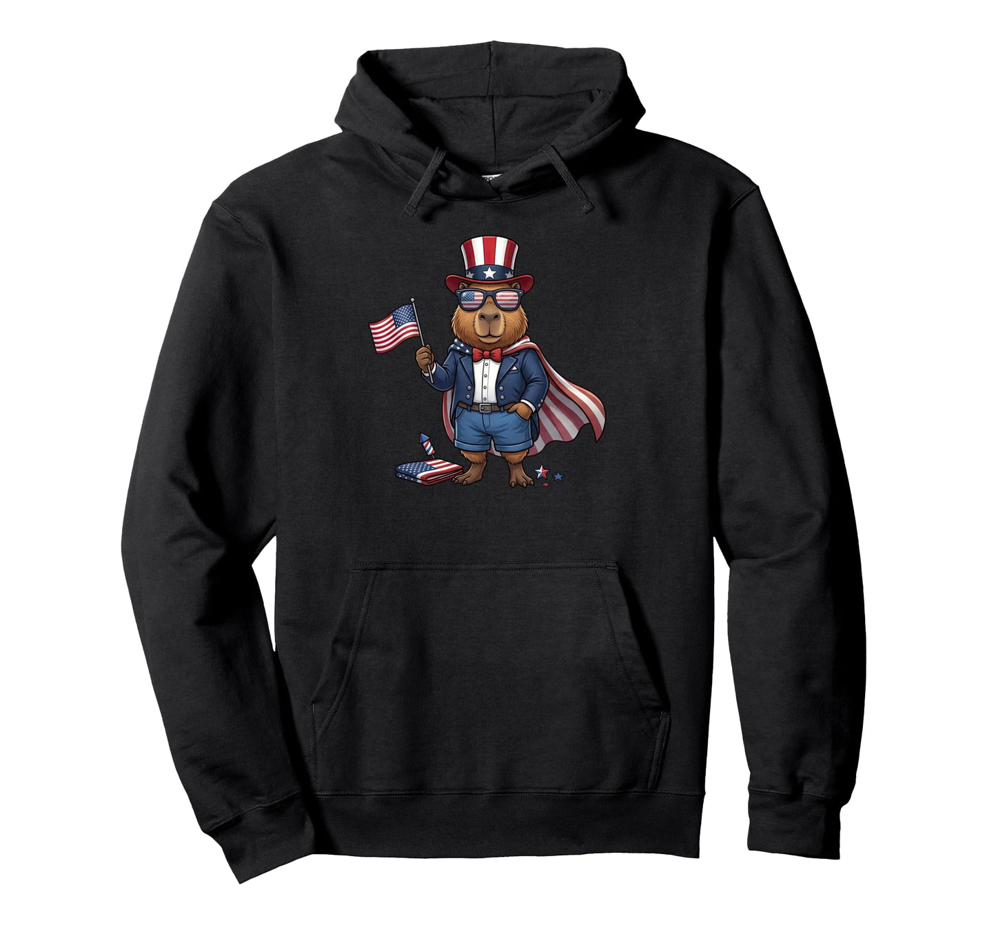 Funny Capypara American Usa Flag Hoodie - Casual Everyday Wear Unisex - T-Shirt, Sweatshirt, Hoodie