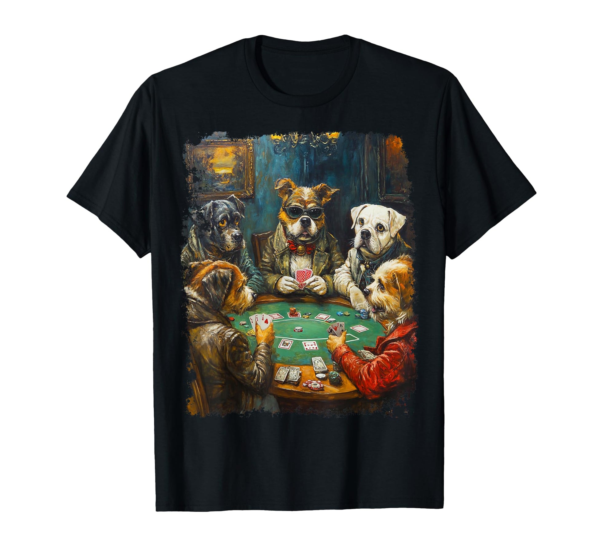 Playing Cards Pop Art Gambling Dogs T-Shirt - Unique Graphic for Adults - T-Shirt, Sweatshirt, Hoodie