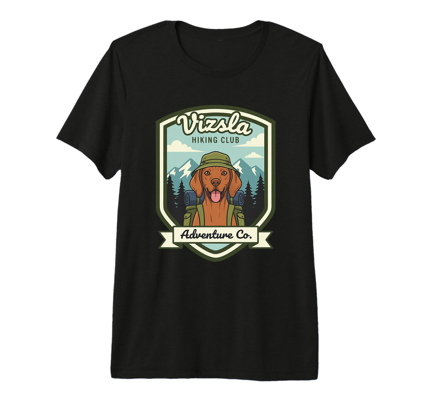 Vizsla Hiking Club Outdoor Adventure Dog T-Shirt - Trendy Graphic Unisex - T-Shirt, Sweatshirt, Hoodie
