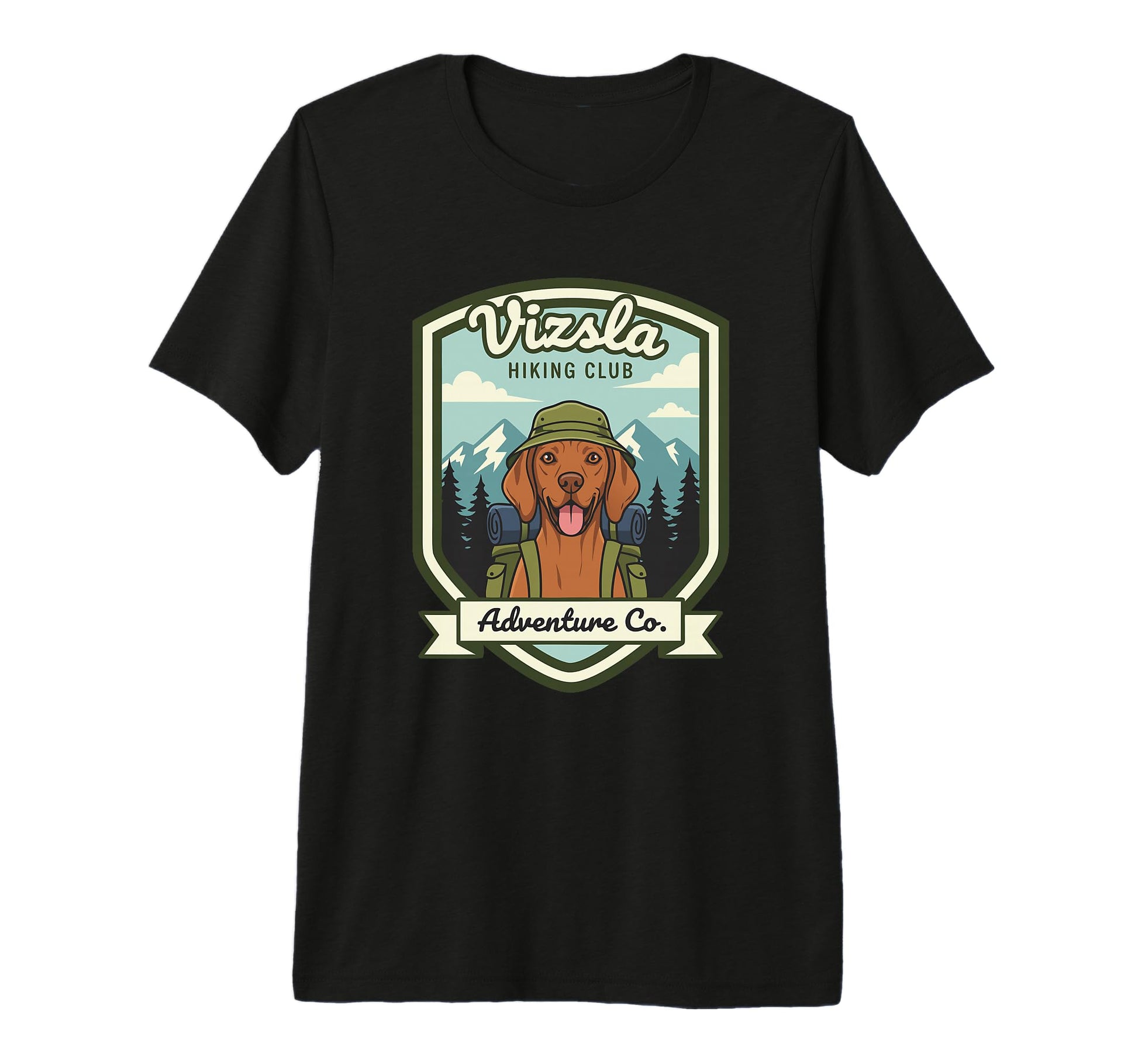 Vizsla Hiking Club Outdoor Adventure Dog T-Shirt - Trendy Graphic Unisex - T-Shirt, Sweatshirt, Hoodie