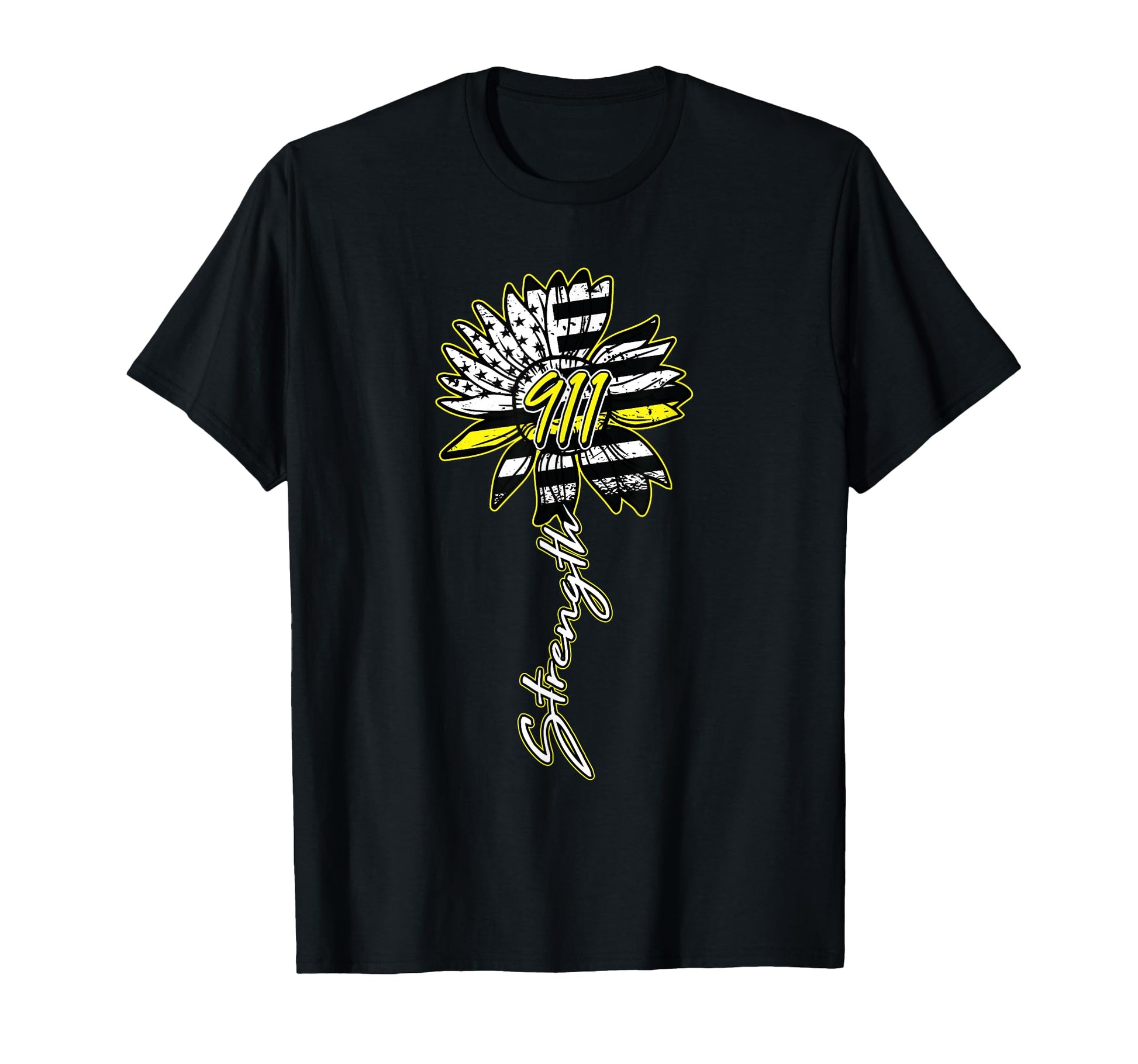 911 Dispatcher American Flag Sunflower T-Shirt - Custom Art Print Unisex - T-Shirt, Sweatshirt, Hoodie