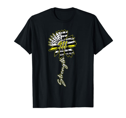 911 Dispatcher American Flag Sunflower T-Shirt - Custom Art Print Unisex - T-Shirt, Sweatshirt, Hoodie