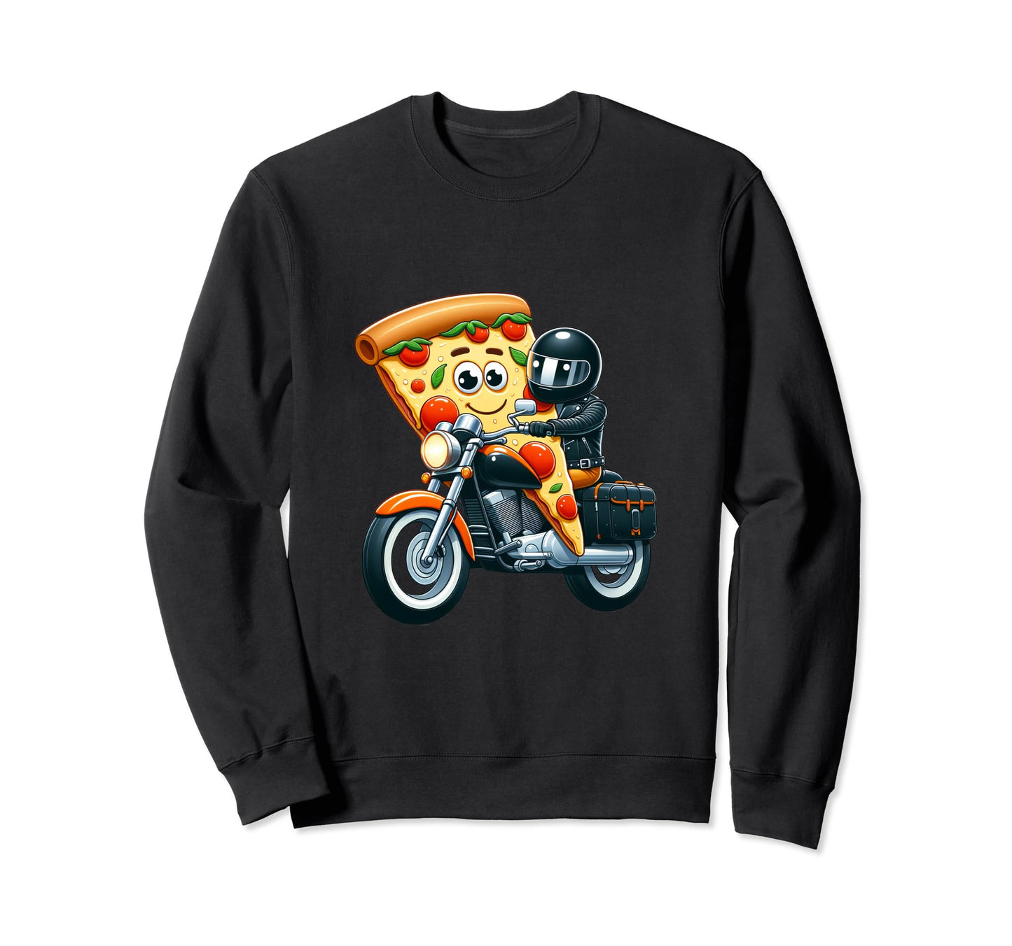 Pizza Biker Dad Motorcycle Enthusiast Sweatshirt - Custom Art Print Unisex - T-Shirt, Sweatshirt, Hoodie