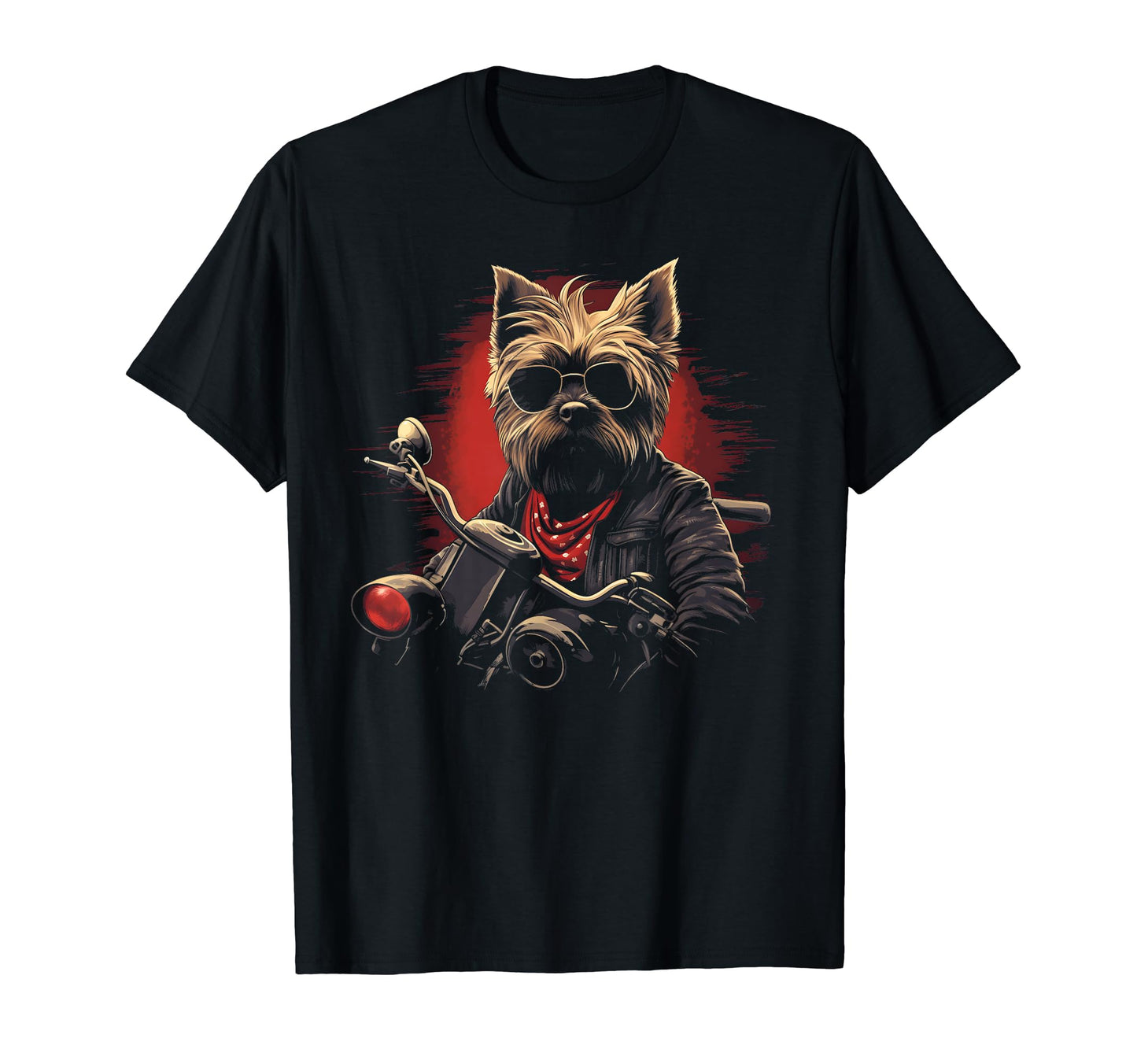 Motorcycle Dad Biker Dog Yorkshire T-Shirt - Custom Art Print for Adults - T-Shirt, Sweatshirt, Hoodie