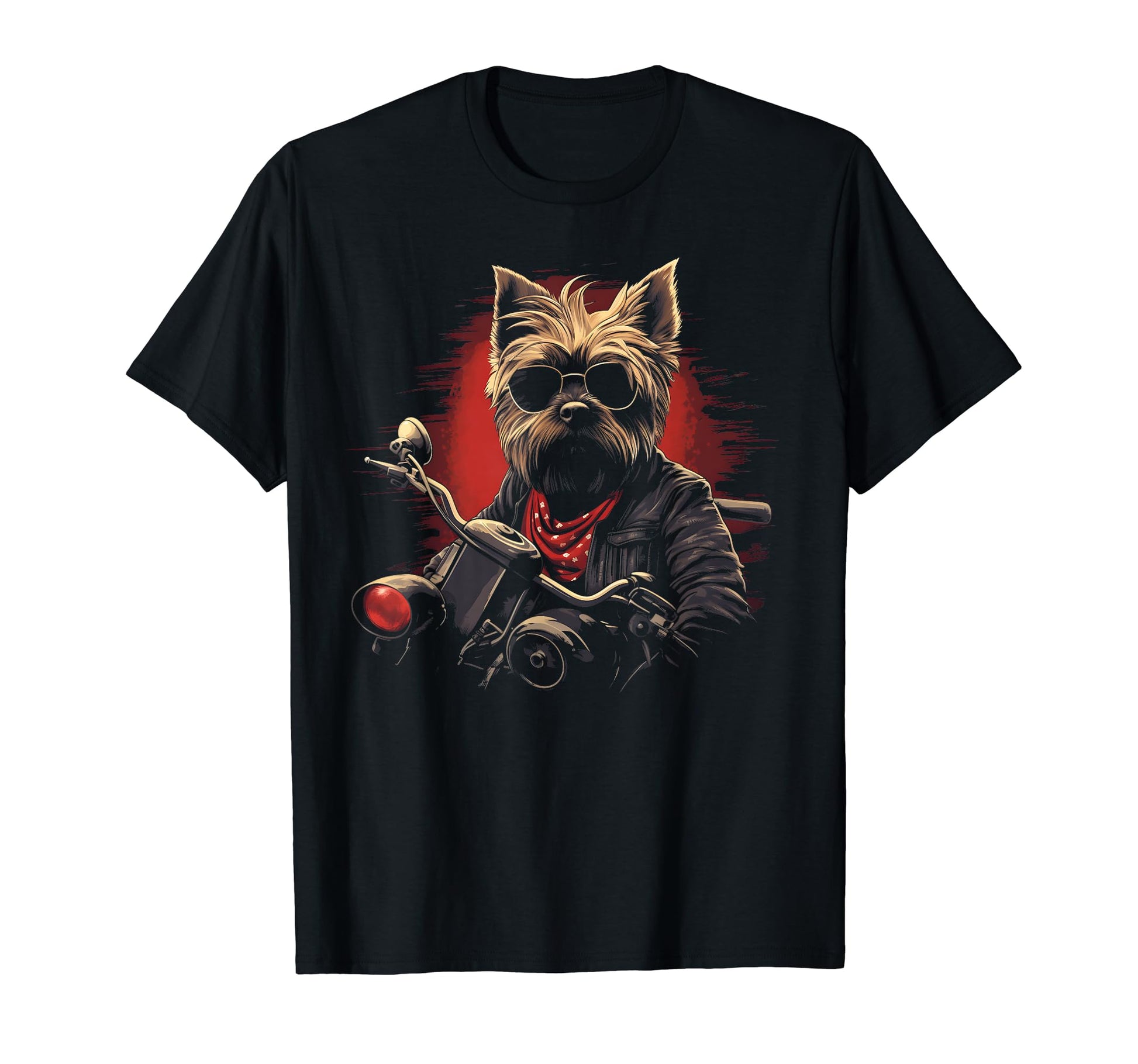 Motorcycle Dad Biker Dog Yorkshire T-Shirt - Custom Art Print for Adults - T-Shirt, Sweatshirt, Hoodie