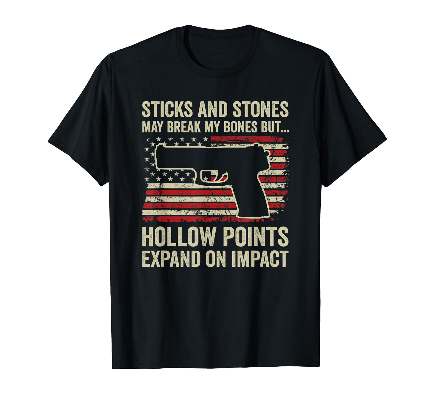 Sticks And Stones Hollow Points 9Mm T-Shirt - Minimalist Print for Adults - T-Shirt, Sweatshirt, Hoodie