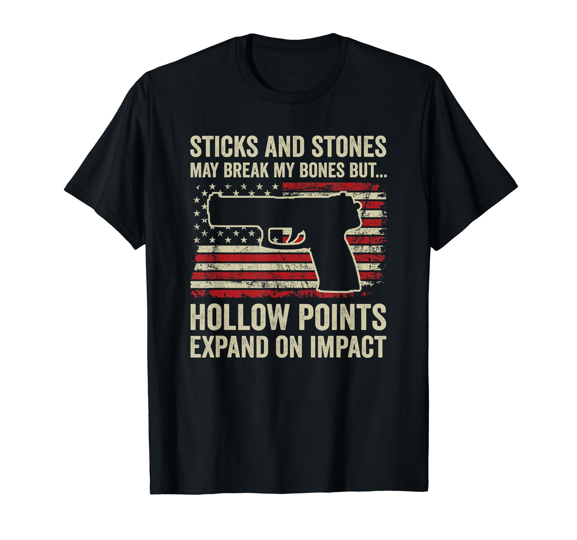 Sticks And Stones Hollow Points 9Mm T-Shirt - Minimalist Print for Adults - T-Shirt, Sweatshirt, Hoodie