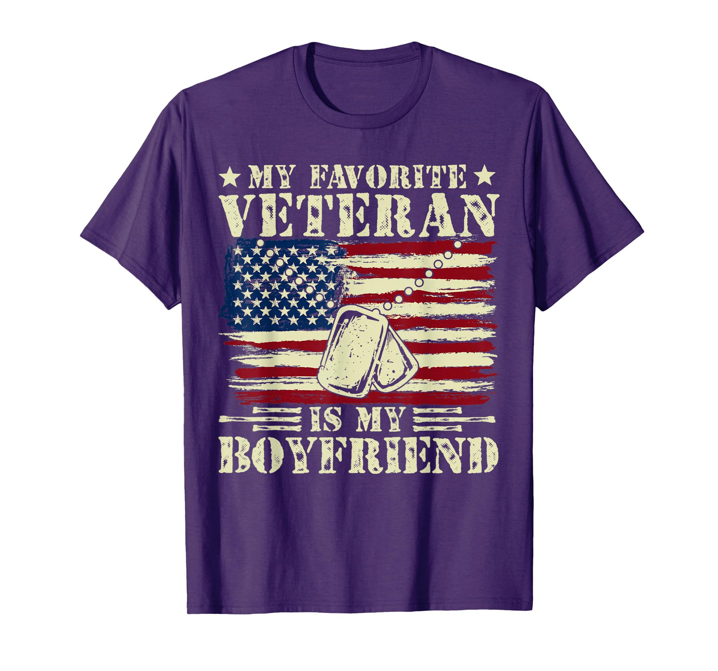 My Favorite Veteran Is My Boyfriend Flag T-Shirt - Trendy Graphic Unisex - T-Shirt, Sweatshirt, Hoodie