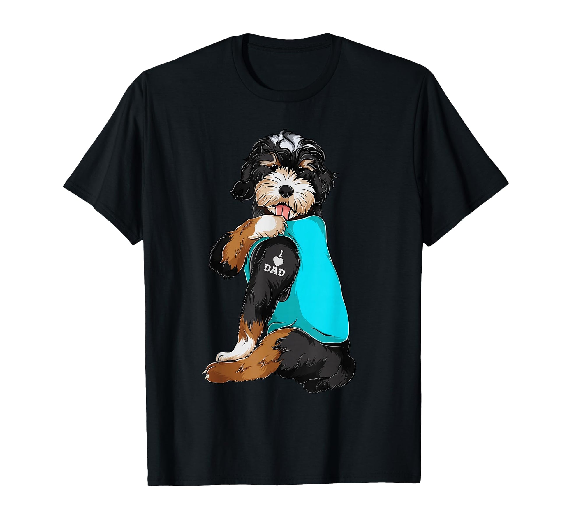 Bernedoodle I Love Dad Tattoo T-Shirt - Casual Everyday Wear for Adults - T-Shirt, Sweatshirt, Hoodie