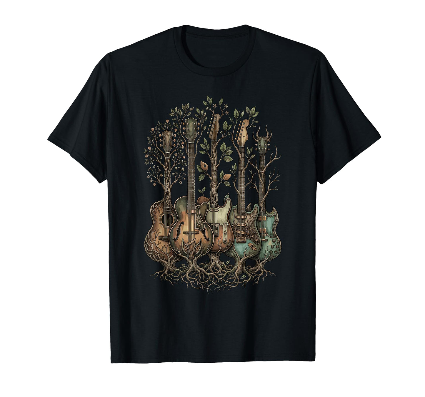 Guitar Tree Roots Musician Nature Lover T-Shirt - Trendy Graphic for Adults - T-Shirt, Sweatshirt, Hoodie