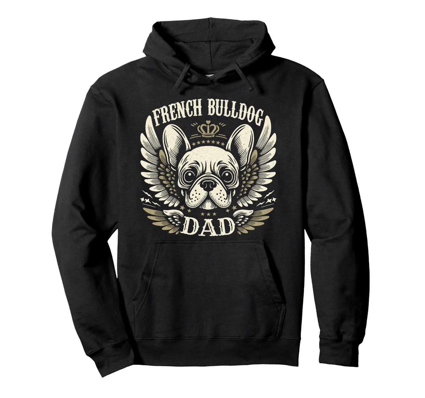 French Bulldog Dad Biker Skull Wing Hoodie - Streetwear Style for Adults - T-Shirt, Sweatshirt, Hoodie