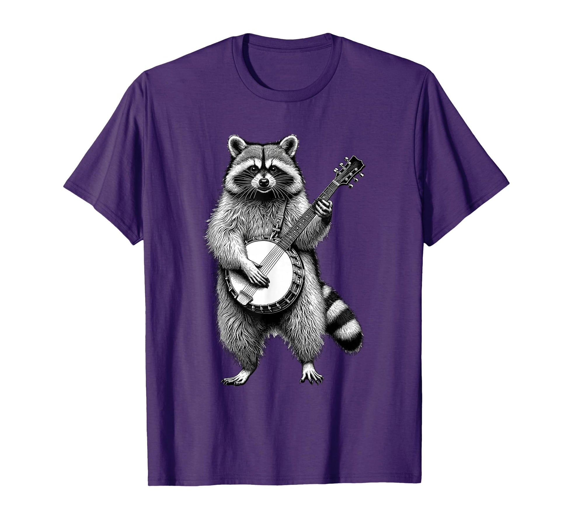 Raccoon Banjo Bluegrass Marching T-Shirt - Casual Everyday Wear Men Women - T-Shirt, Sweatshirt, Hoodie