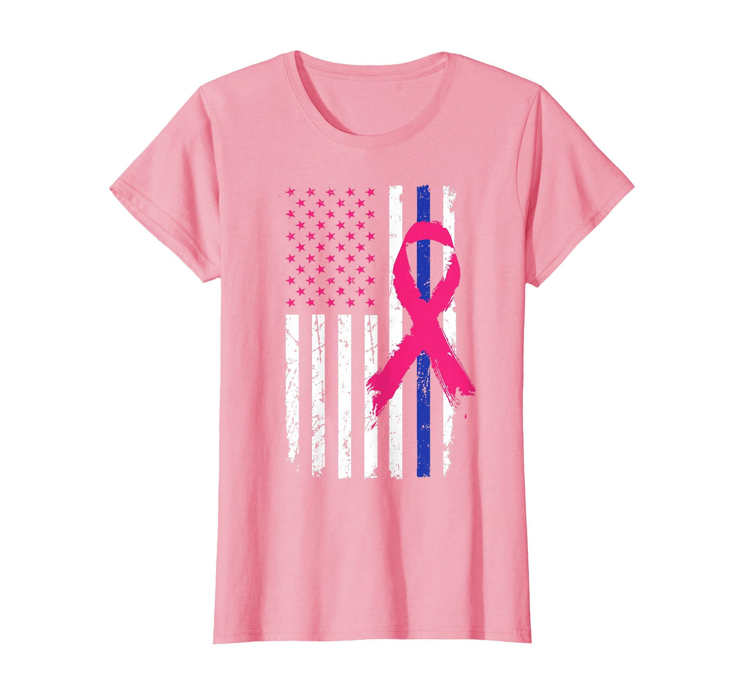 American Police Flag Breast Cancer T-Shirt - Trendy Graphic Unisex - T-Shirt, Sweatshirt, Hoodie