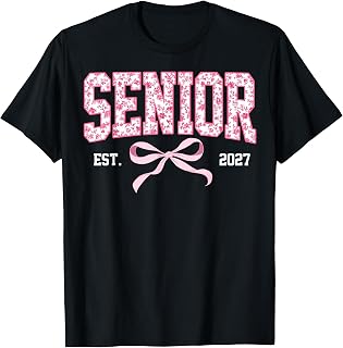 Class of 2027 Senior Floral Coquette Bow Graduation 2027 T-Shirt Unisex T-shirt, Sweatshirt, Hoodie, Long Sleeve Tee - T-Shirt, Sweatshirt, Hoodie