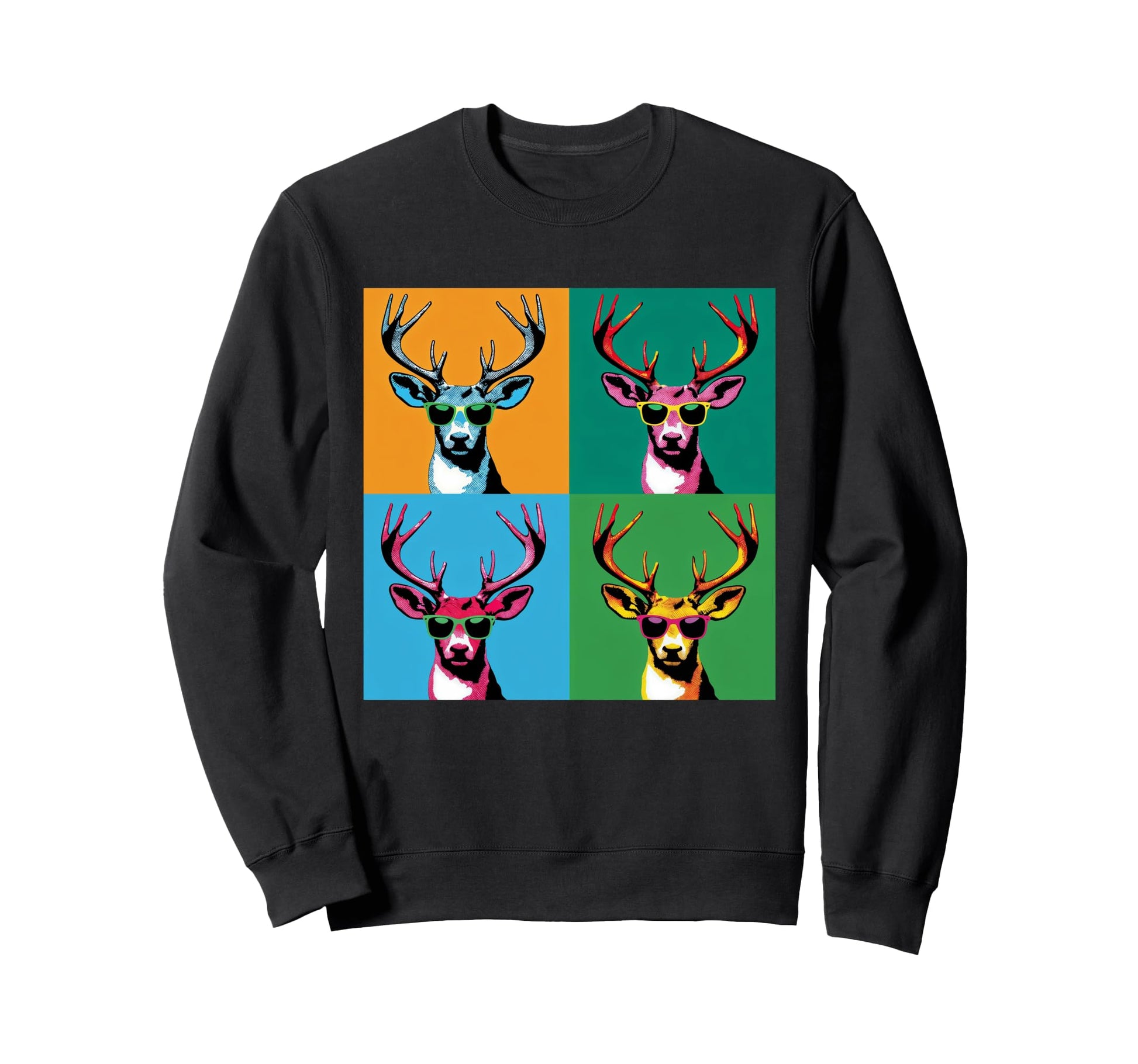 2024 Pop Art Colored Reindeer Sweatshirt - Trendy Graphic for Adults - T-Shirt, Sweatshirt, Hoodie