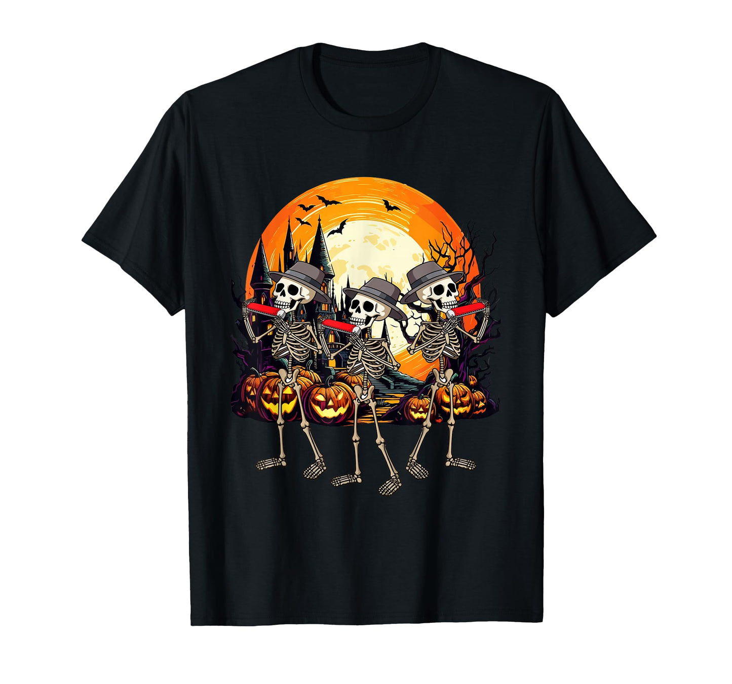Three Funny Skeletons Playing T-Shirt - Casual Everyday Wear Men Women - T-Shirt, Sweatshirt, Hoodie