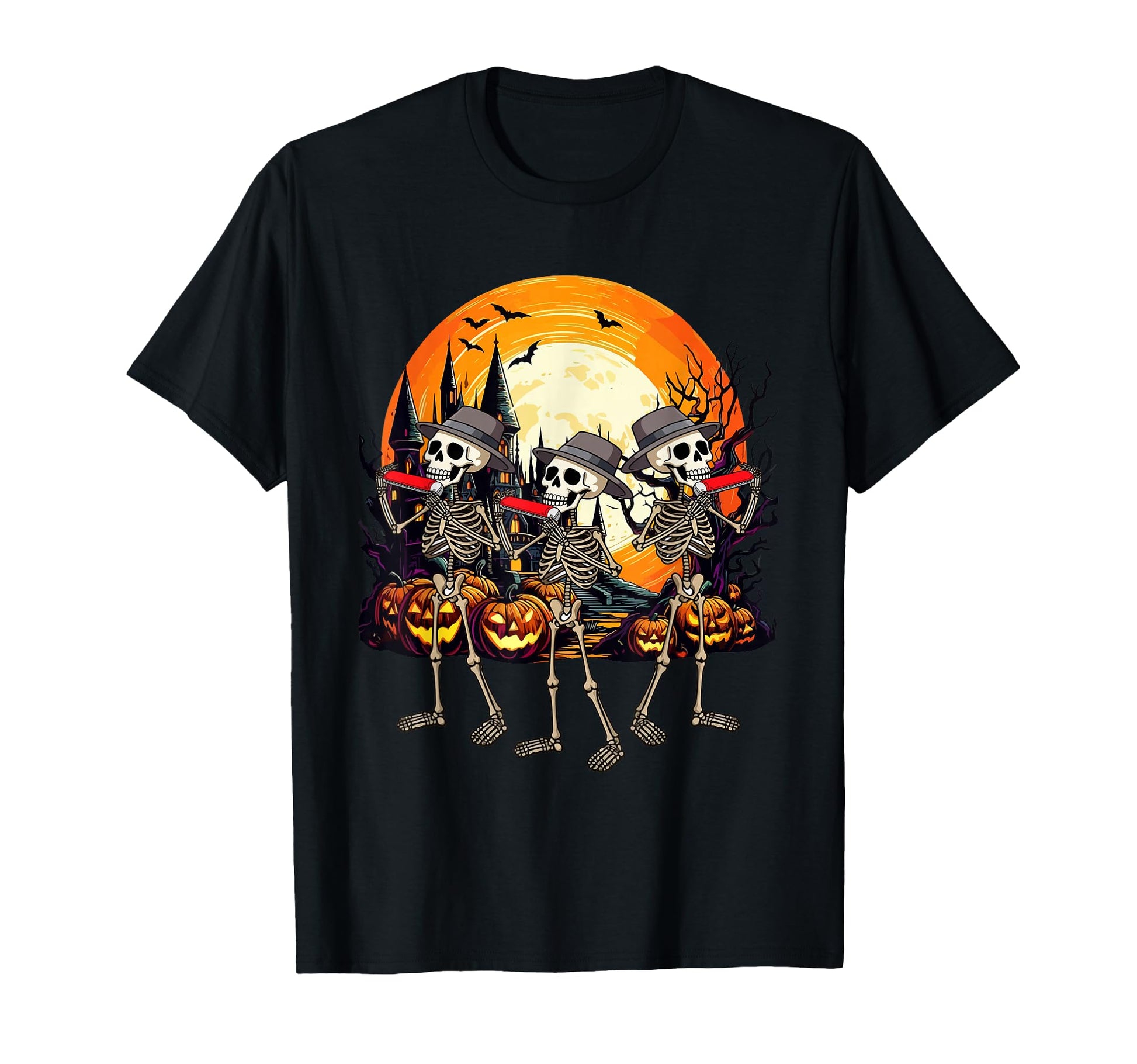 Three Funny Skeletons Playing T-Shirt - Casual Everyday Wear Men Women - T-Shirt, Sweatshirt, Hoodie