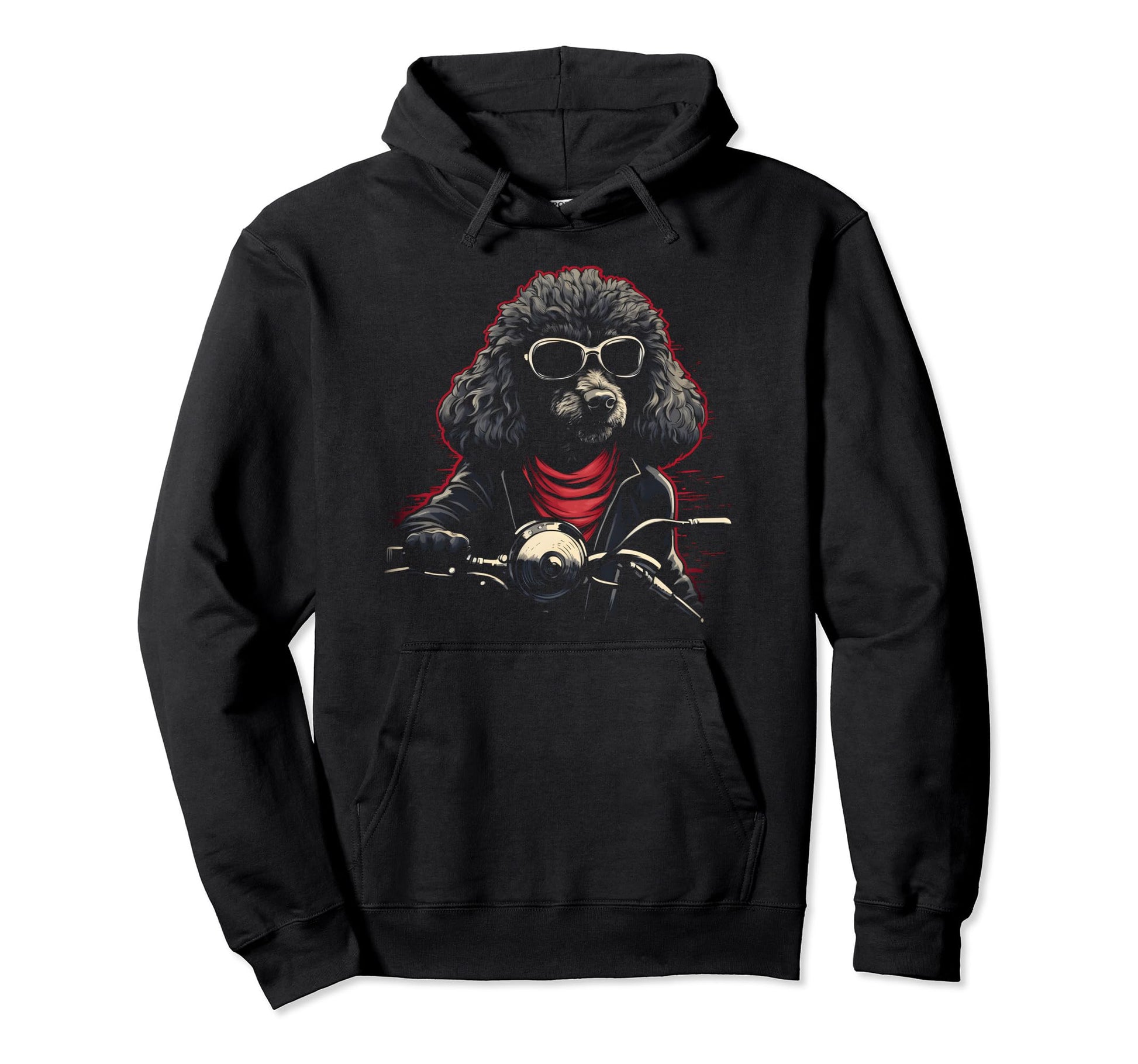 Motorcycle Dad Biker Dog Poodle Dad Hoodie - Graphic Print for Adults - T-Shirt, Sweatshirt, Hoodie