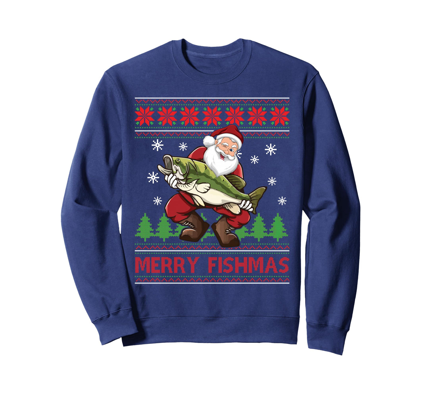 Merry Fishmas Santa Fishing Ugly Sweatshirt - Aesthetic Graphic for Adults - T-Shirt, Sweatshirt, Hoodie
