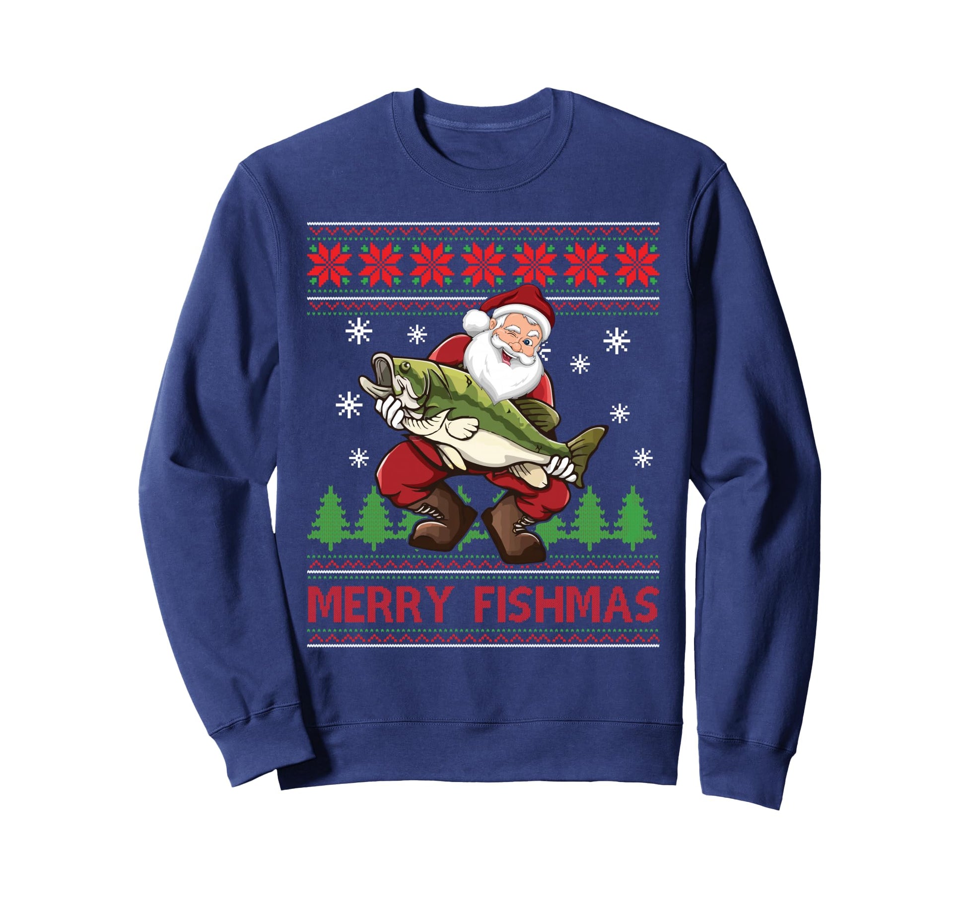 Merry Fishmas Santa Fishing Ugly Sweatshirt - Aesthetic Graphic for Adults - T-Shirt, Sweatshirt, Hoodie