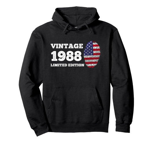 1988 Usa American Flag 38 Year Old Hoodie - Fun Novelty Design for Adults - T-Shirt, Sweatshirt, Hoodie
