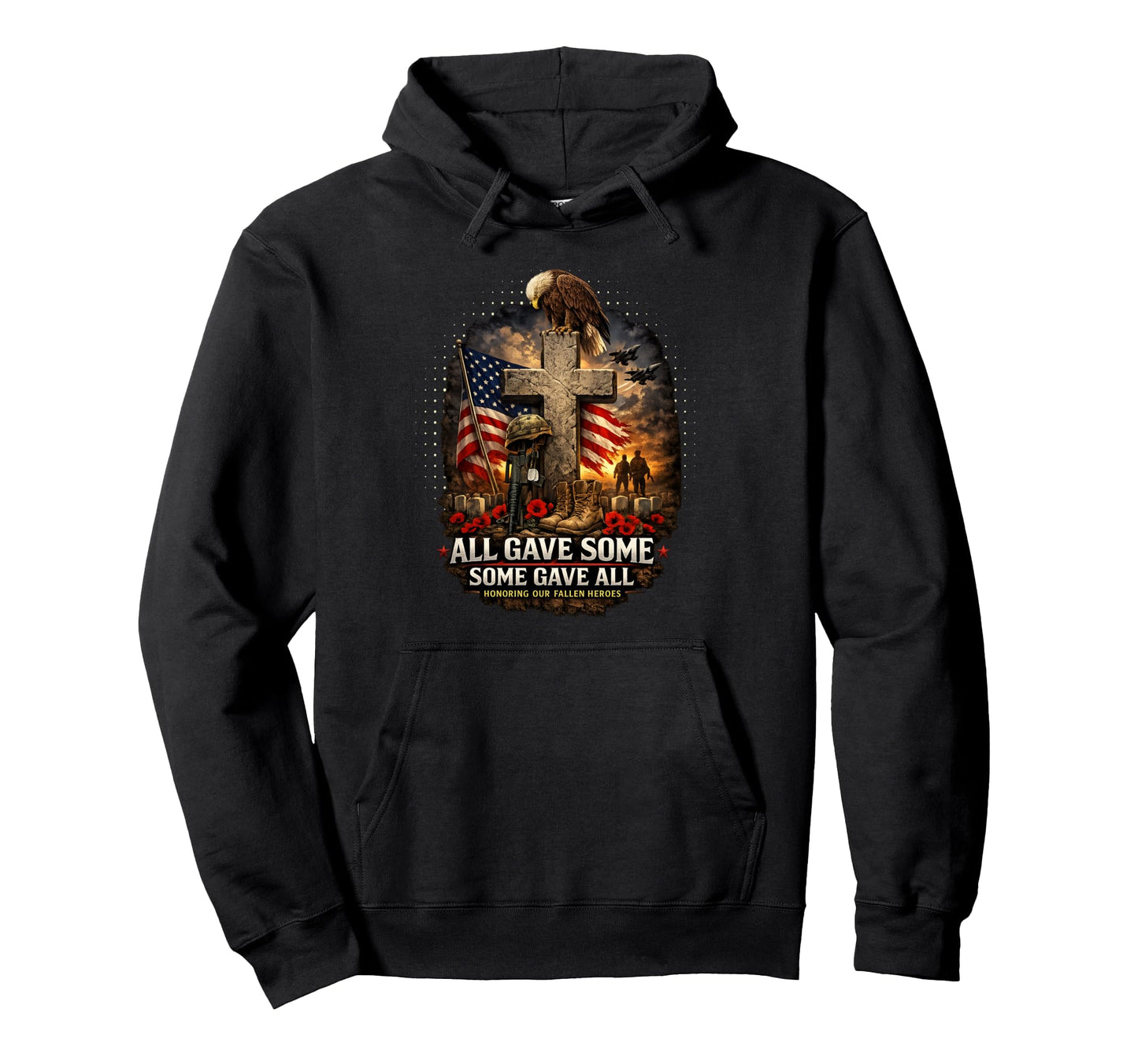 Memorial Day Veteran Patriotic Eagle Hoodie - Aesthetic Graphic Men Women - T-Shirt, Sweatshirt, Hoodie