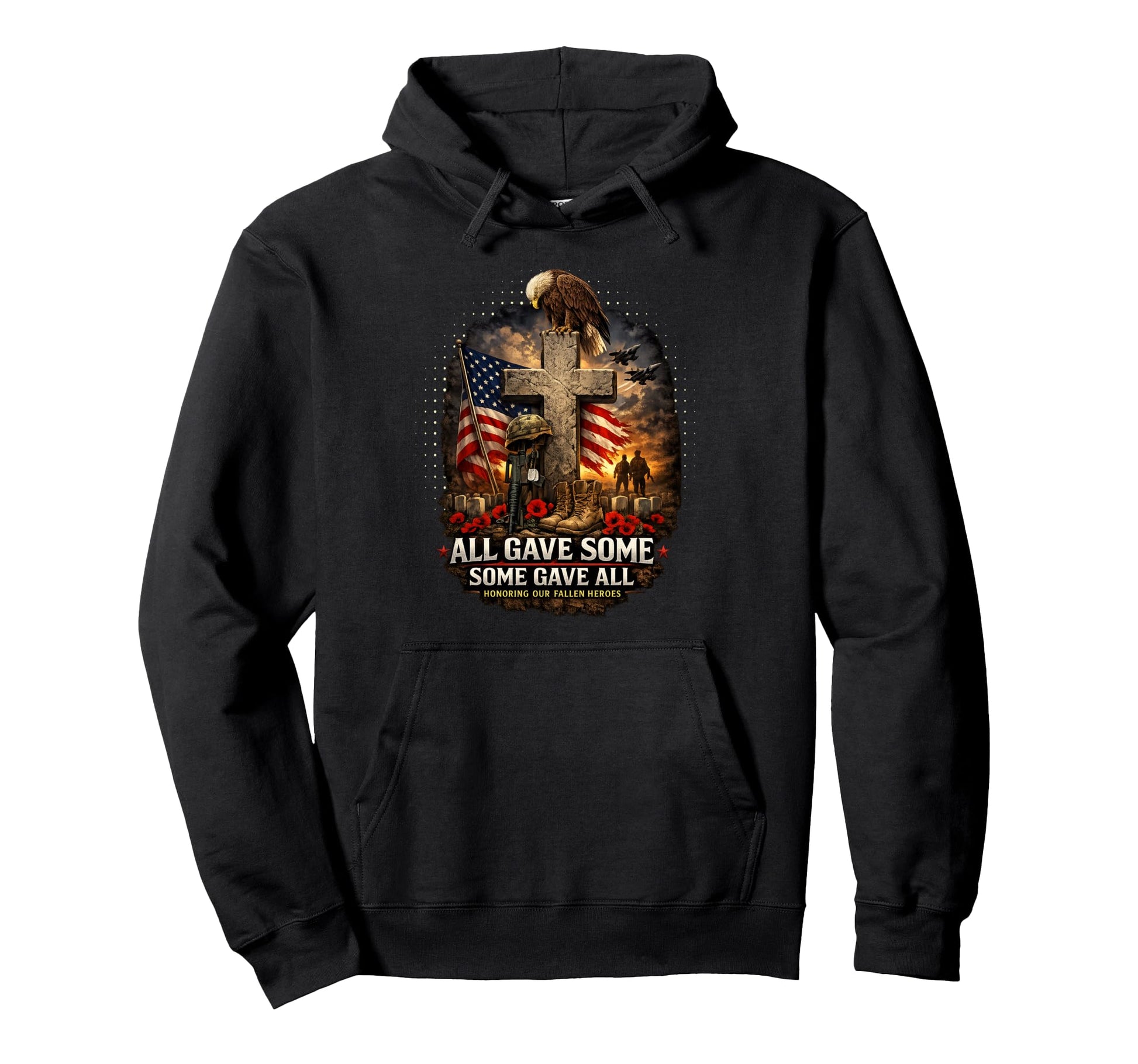 Memorial Day Veteran Patriotic Eagle Hoodie - Aesthetic Graphic Men Women - T-Shirt, Sweatshirt, Hoodie