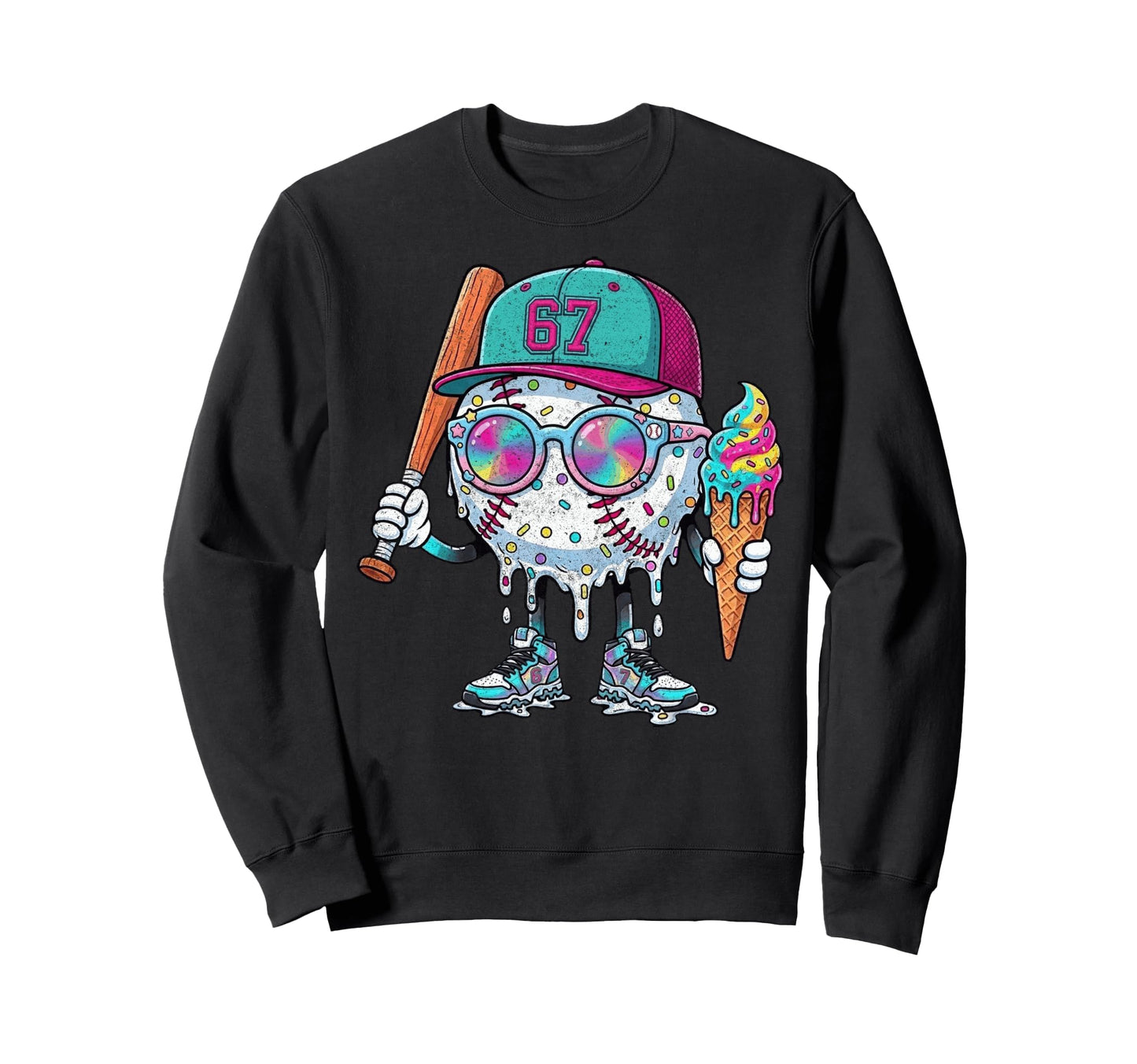 Baseball Drip Ice Cream 67 Gifts T-Shirt - Unique Graphic Men Women - T-Shirt, Sweatshirt, Hoodie