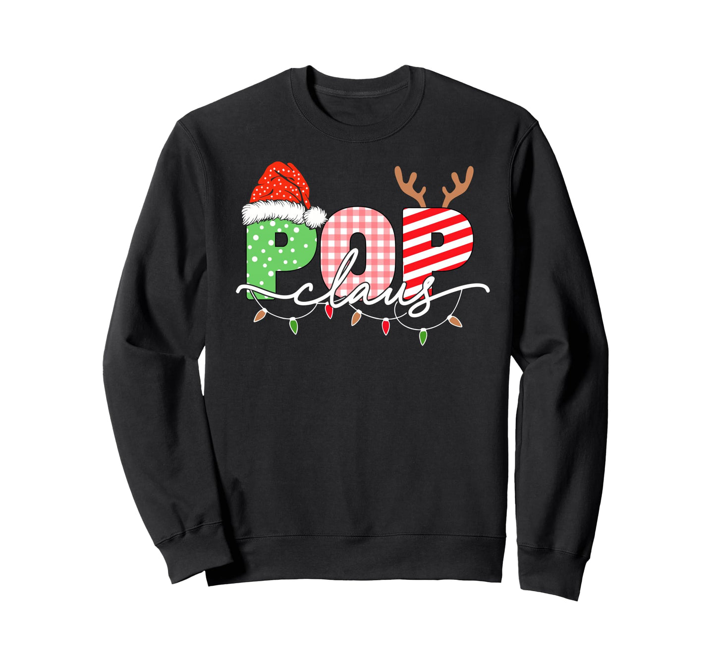 Pop Claus Lights Santa Hat Family Sweatshirt - Custom Art Print for Adults - T-Shirt, Sweatshirt, Hoodie