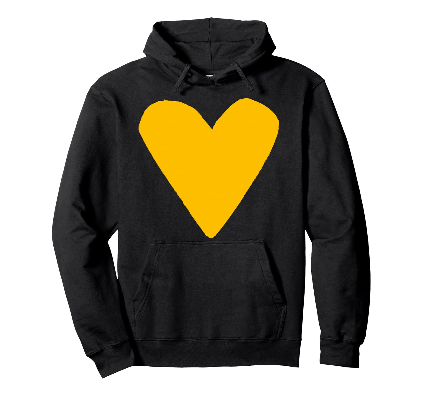 Yellow Orange Golden Heart Black Hoodie - Casual Everyday Wear Men Women - T-Shirt, Sweatshirt, Hoodie