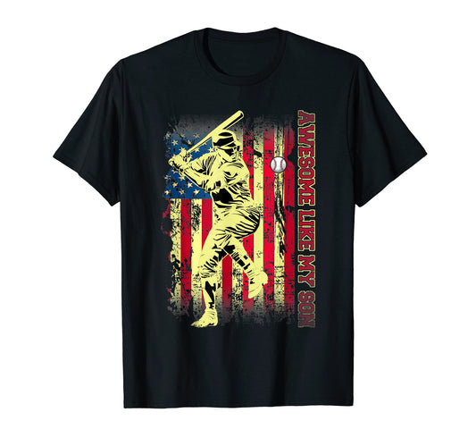 American Flag Baseball Awesome Like My Son T-Shirt - Trendy Graphic Unisex - T-Shirt, Sweatshirt, Hoodie