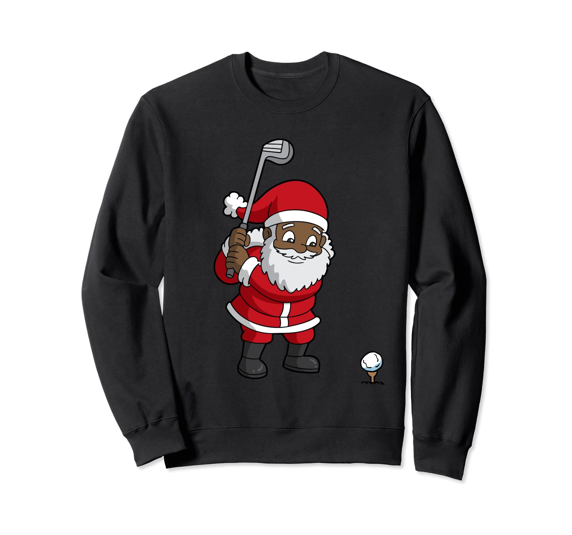 Golf Black African American Santa Sweatshirt - Novelty Apparel Men Women - T-Shirt, Sweatshirt, Hoodie