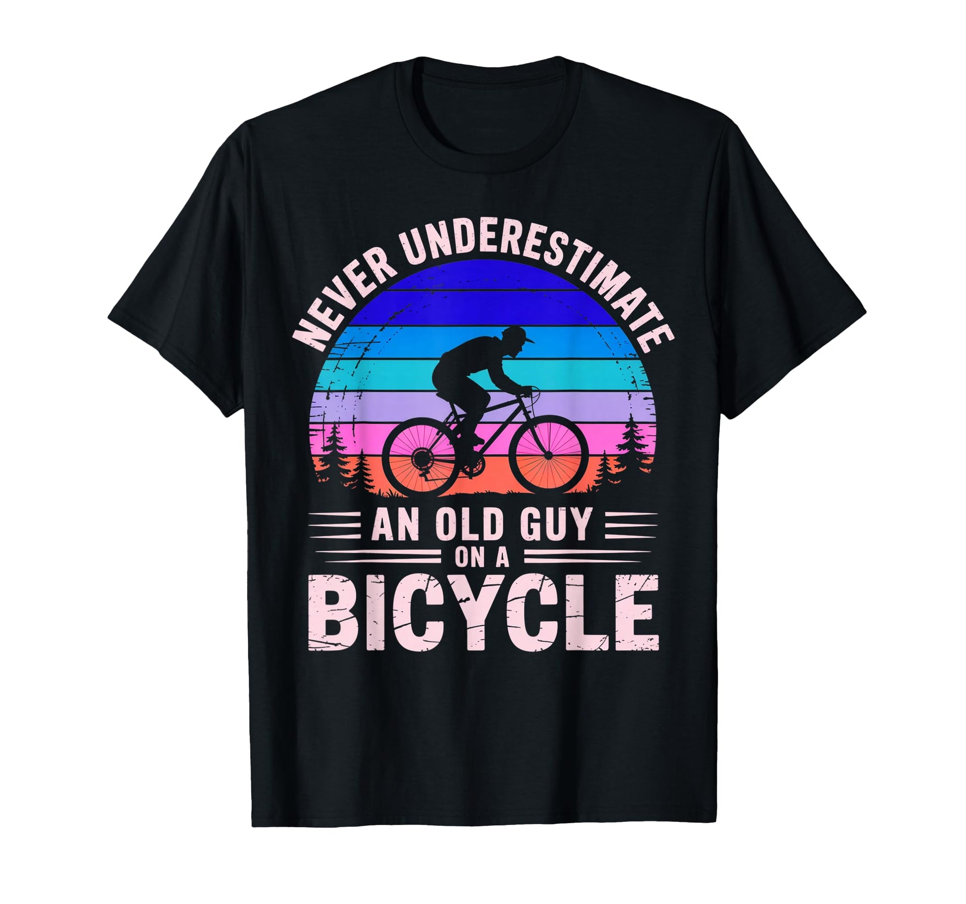 Never Underestimate Old Guy Bicycle T-Shirt - Minimalist Print Men Women - T-Shirt, Sweatshirt, Hoodie