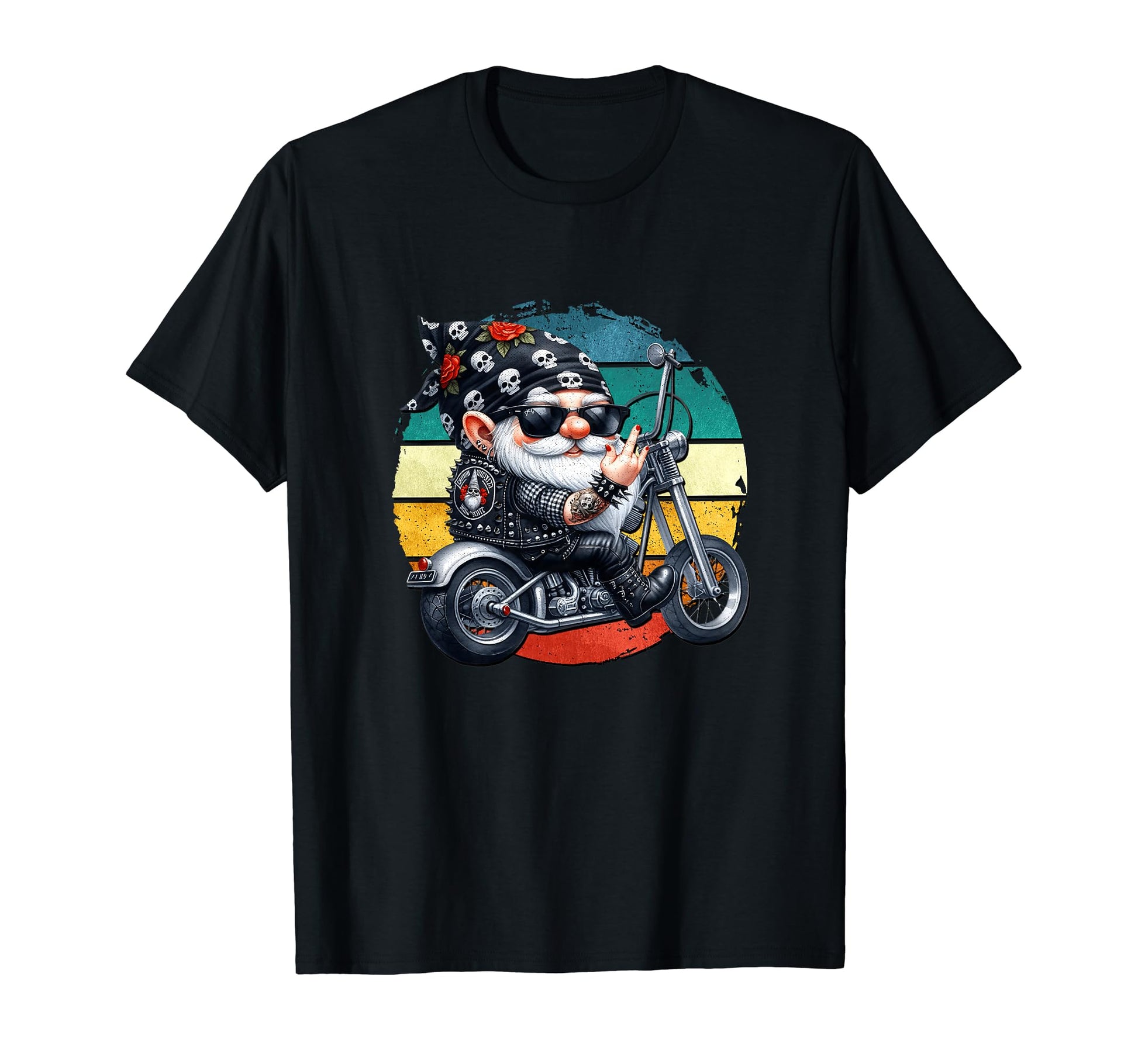 Motorcycle Riding Gnome Biker Dad T-Shirt - Fun Novelty Design for Adults - T-Shirt, Sweatshirt, Hoodie
