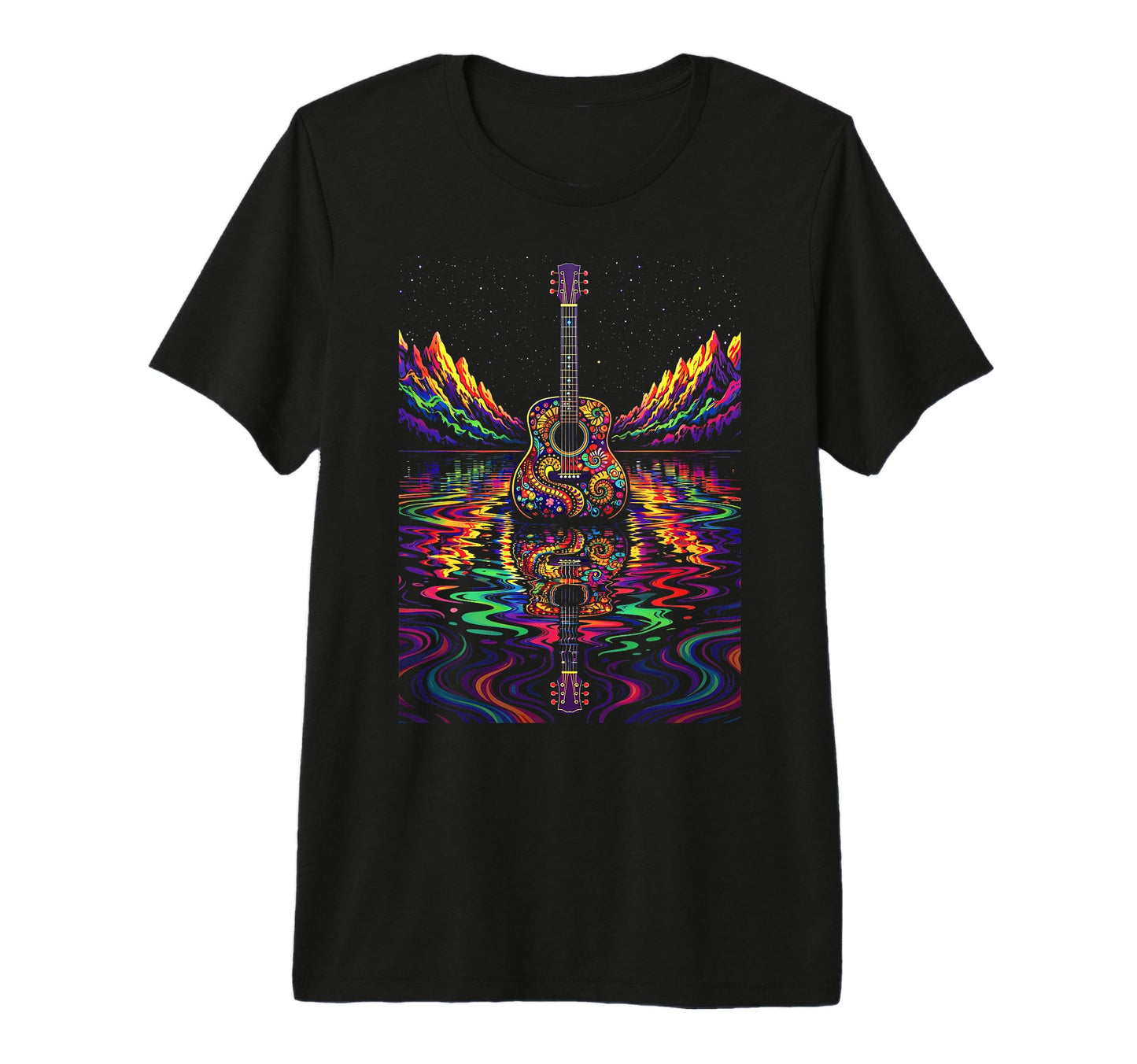Guitar Lake Reflection Shadow T-Shirt - Casual Everyday Wear for Adults - T-Shirt, Sweatshirt, Hoodie