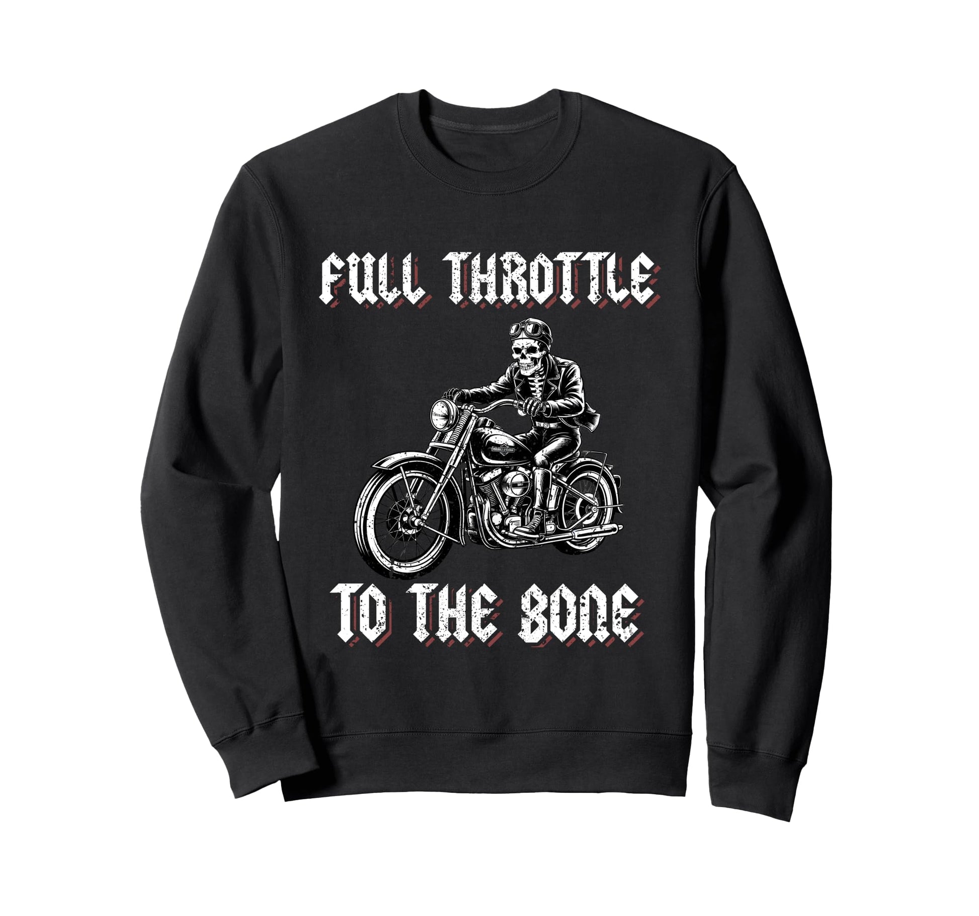 Skeleton Biker Motorcycle Dad Full Sweatshirt - Custom Art Print Men Women - T-Shirt, Sweatshirt, Hoodie