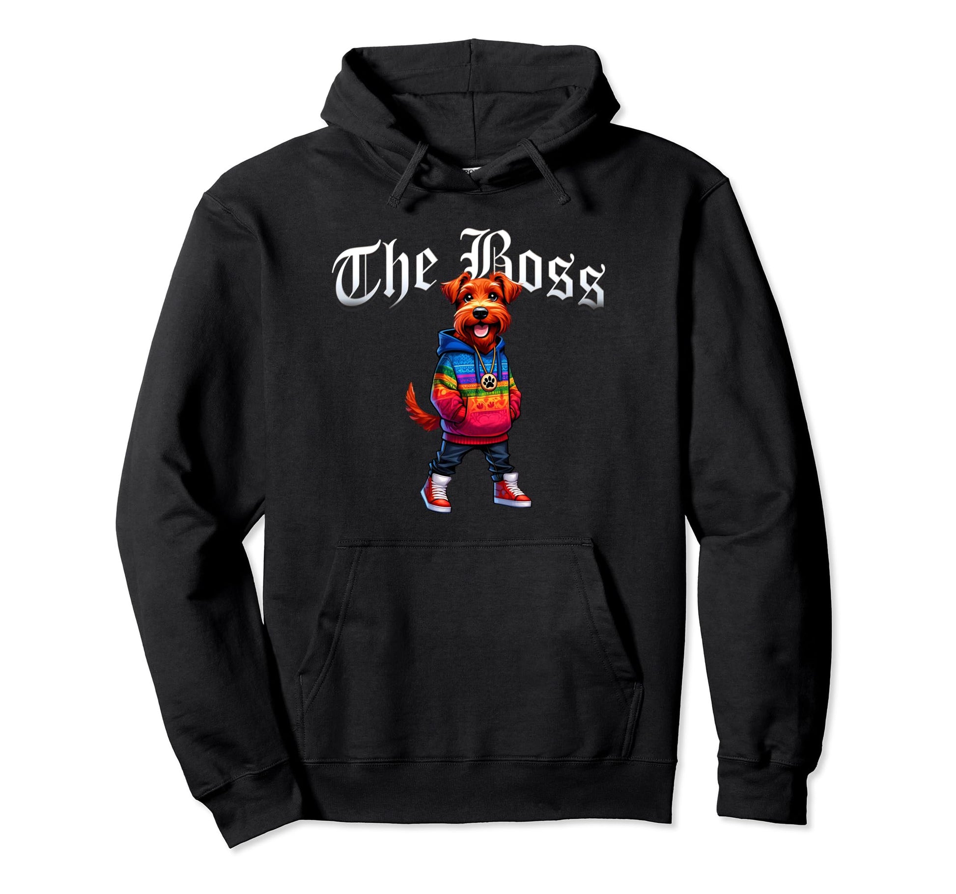 Irish Terrier Dog Boss Jacket Outfit Hoodie - Minimalist Print for Adults - T-Shirt, Sweatshirt, Hoodie