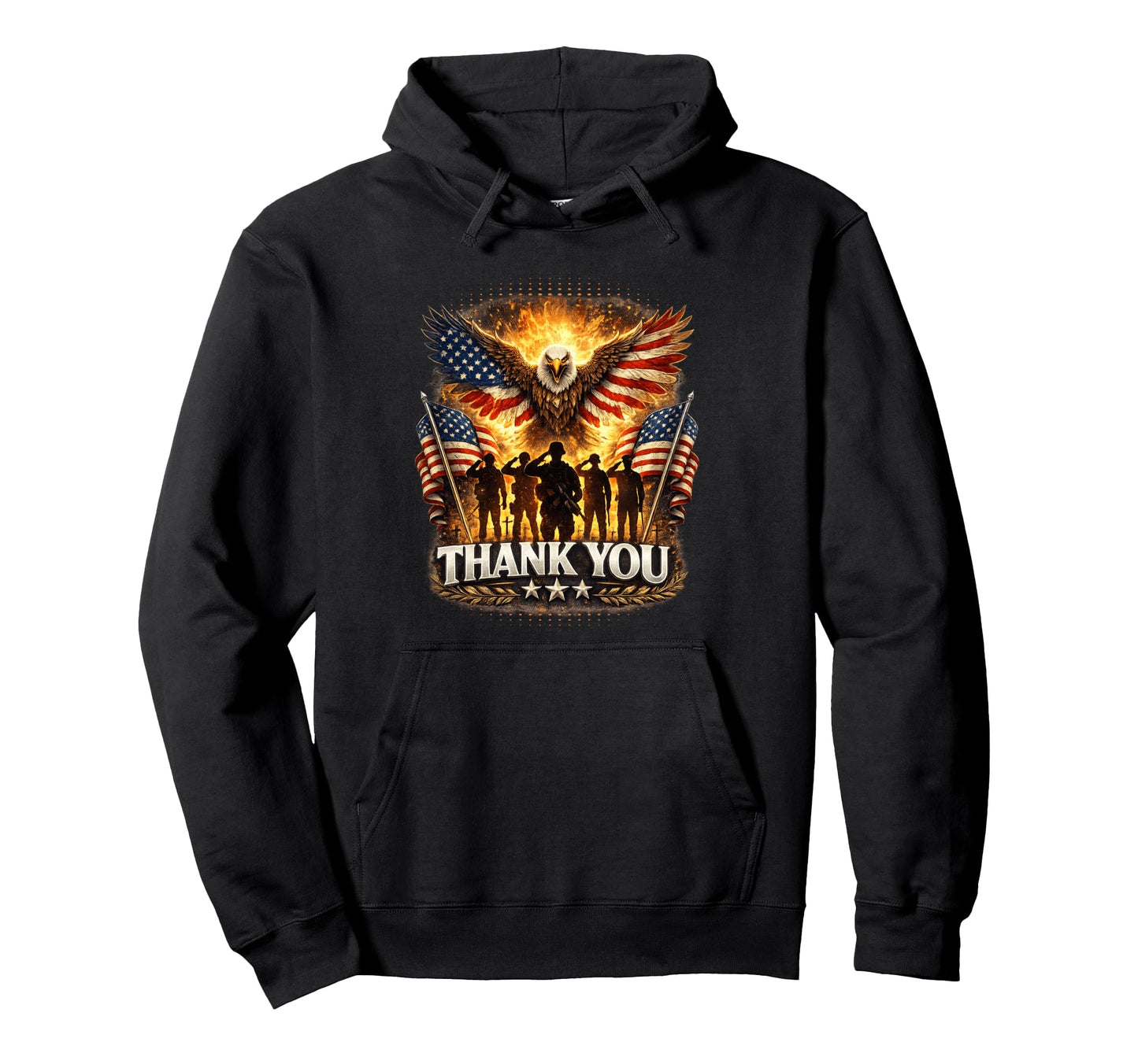 Thank You Veterans Patriotic American Flag Hoodie - Graphic Print Unisex - T-Shirt, Sweatshirt, Hoodie
