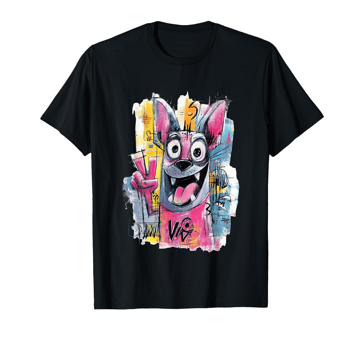 Funny Dog Peace Graffiti Pop T-Shirt - Fun Novelty Design Men Women - T-Shirt, Sweatshirt, Hoodie